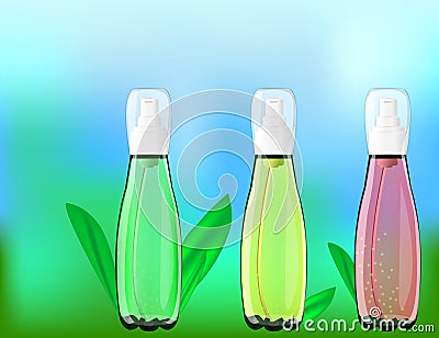 Serum Lemons, Roses, Aloe Vera Extracts Vitamin and Collagen Vector Illustration