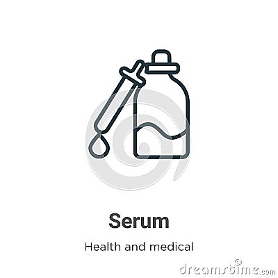 Serum outline vector icon. Thin line black serum icon, flat vector simple element illustration from editable health and medical Vector Illustration