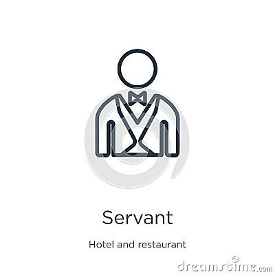 Servant icon. Thin linear servant outline icon isolated on white background from hotel and restaurant collection. Line vector Vector Illustration