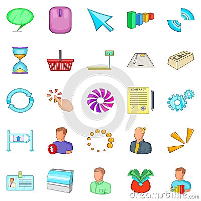 Servant icons set, cartoon style Vector Illustration