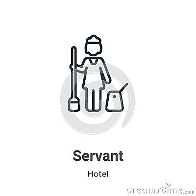 Servant outline vector icon. Thin line black servant icon, flat vector simple element illustration from editable hotel concept Vector Illustration