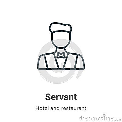 Servant outline vector icon. Thin line black servant icon, flat vector simple element illustration from editable hotel and Vector Illustration