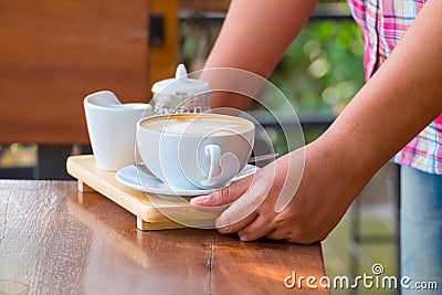 Serve Coffee on Table Stock Photo
