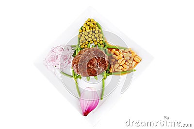 Served meat medalion on beans Stock Photo