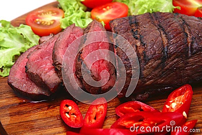 Served roast meat Stock Photo