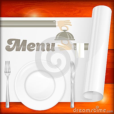 Served table with menu Vector Illustration