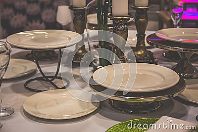 Served table in the restaurant Stock Photo