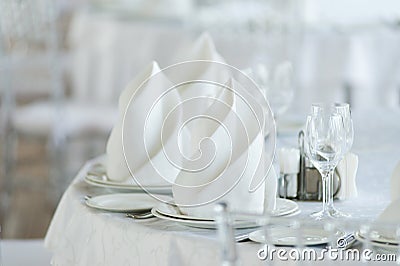Served table seat in bright colors Stock Photo