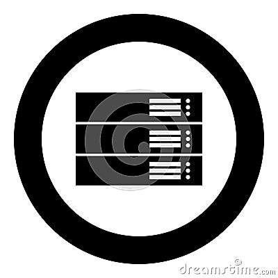 Server black icon in circle vector illustration isolated . Vector Illustration