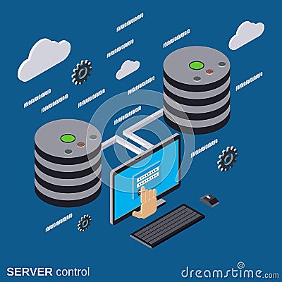 Server control, network security, data protection vector concept Vector Illustration