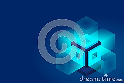 Server. Digital space. Data storage. Data center. Big Date. Conceptual illustration, data flow Vector Illustration