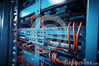 Server equipment for massive data connection. Generative AI Stock Photo
