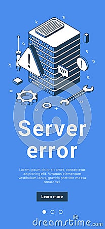 Server 404 error system maintenance, update, under construction caution warning web banner vector Vector Illustration