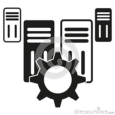 Server gear configuration. Data center management. Technology processing concept. Vector symbol. Vector Illustration