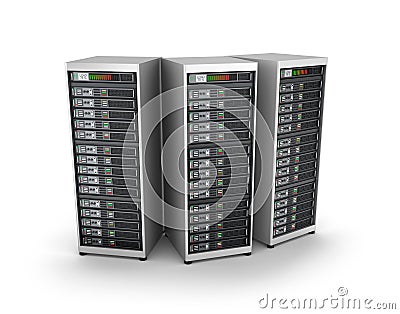 IT server grid, over white Stock Photo