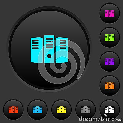 Server hosting dark push buttons with color icons Stock Photo