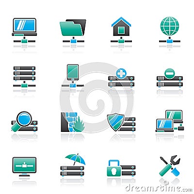 Server, hosting and internet icons Vector Illustration
