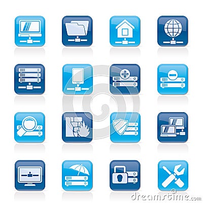 Server, hosting and internet icons Vector Illustration