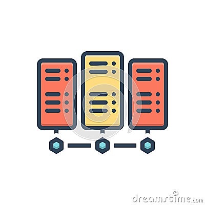 Color illustration icon for server, disk and file Cartoon Illustration