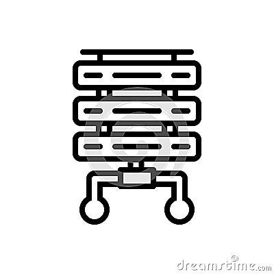 Black line icon for Server, rackmount and server Vector Illustration