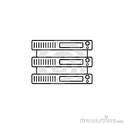 Server line icon, network storage outline vector Vector Illustration