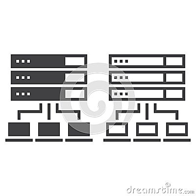 Server line icon, outline and solid vector sign, linear and full Vector Illustration