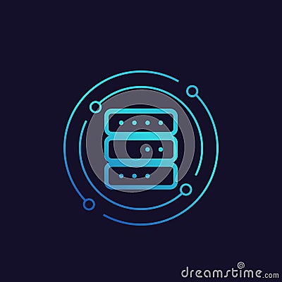 Server, mainframe and hosting vector icon Vector Illustration