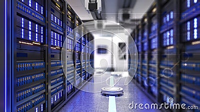 Server and Mobile Robot Interoperability,mobile robot help communication Stock Photo