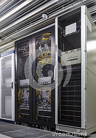 Server rack in big data center inside Stock Photo