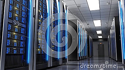 Server racks in server room data center Stock Photo