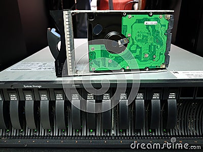 Server raid storage Installing hard disk storage Editorial Stock Photo
