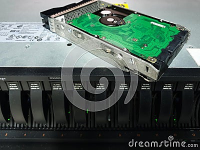 Server raid storage Installing hard disk storage Editorial Stock Photo