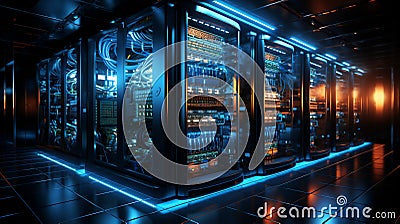 server room control network concept network communication Generative Ai Stock Photo