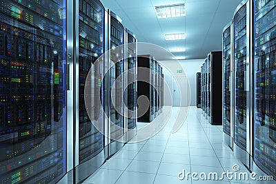 Server room in datacenter Stock Photo