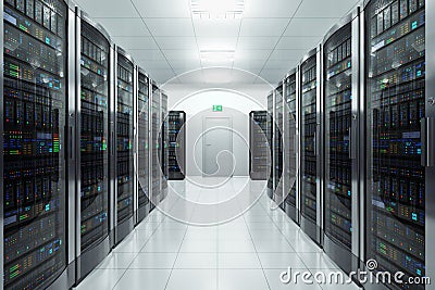 Server room in datacenter Stock Photo