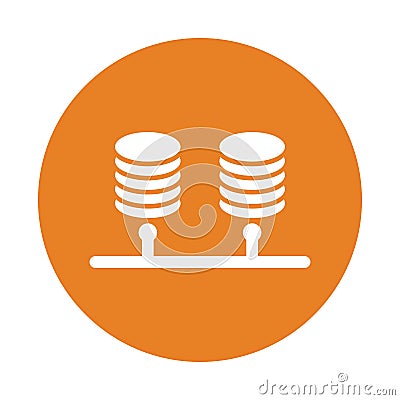 Server, storage, twin icon. Orange color vector design Cartoon Illustration