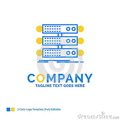 server, structure, rack, database, data Blue Yellow Business Log Vector Illustration