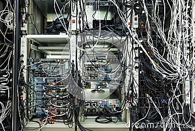 Servers in a Data center room Stock Photo