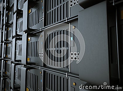 Servers and hardware room computer technology concept photo Stock Photo