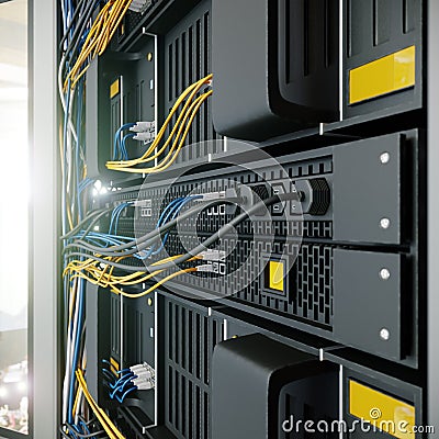 Servers and hardware room computer technology concept photo Stock Photo