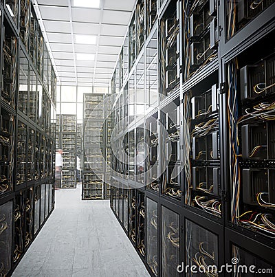 Servers and hardware room computer technology concept photo Stock Photo