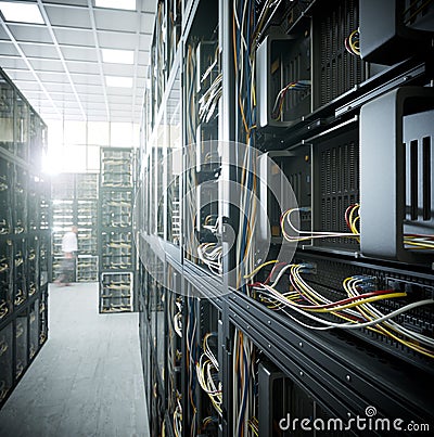 Servers and hardware room computer technology concept photo Stock Photo