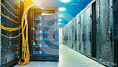 servers and hardwares in an internet data center Stock Photo