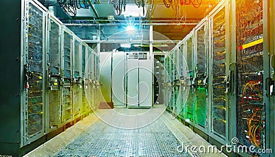 servers and hardwares in an internet data center Stock Photo