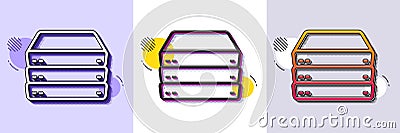 Servers line icon. PC component sign. Big data storage. Halftone dotted pattern. Vector Vector Illustration