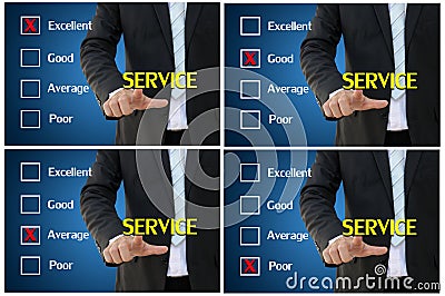 Service assessment for performance evaluation and analysis concept Stock Photo