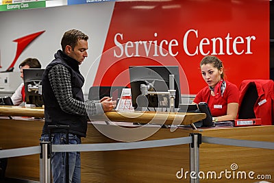 Service center at the Vienna airport Schwechat, Austria. Editorial Stock Photo