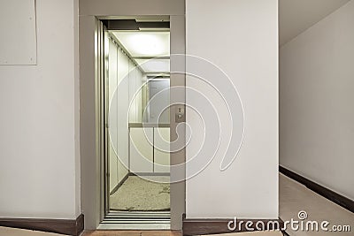 A service elevator inside an urban Stock Photo