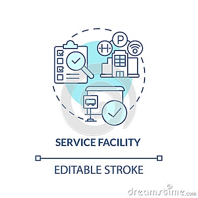 Service facility blue concept icon Vector Illustration