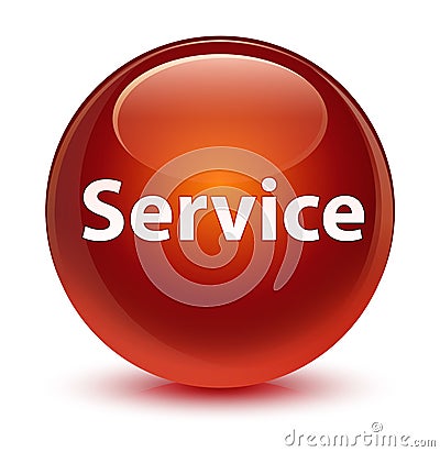 Service glassy brown round button Cartoon Illustration